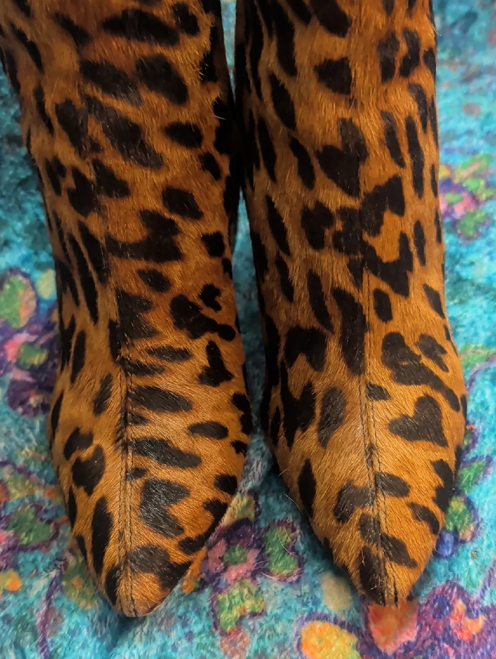 6.5 Sam Edelman Leopard Print Ankle Boots in Brown and Black. Block Heel. - Picture 4 of 11